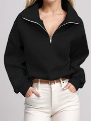 Black Zip-Up Long Sleeve Sweatshirt