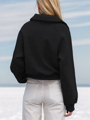 Black Zip-Up Long Sleeve Sweatshirt