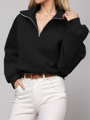 Black Zip-Up Long Sleeve Sweatshirt