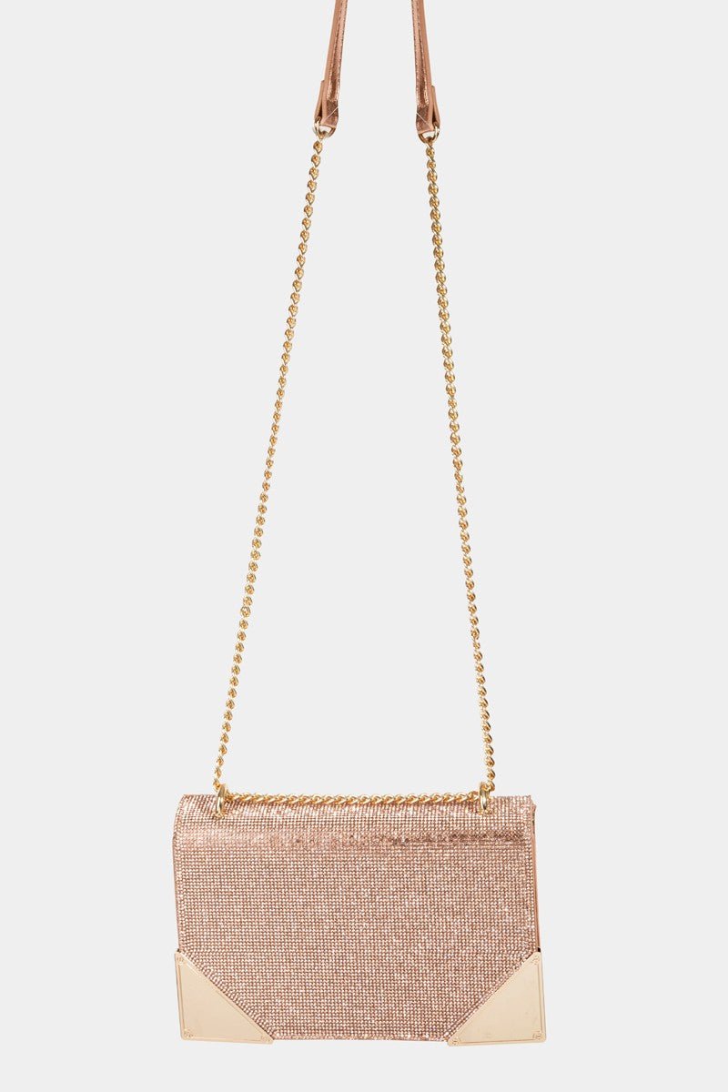 Fame Rhinestone Studded Rectangle Crossbody Bag - GirlSavvi