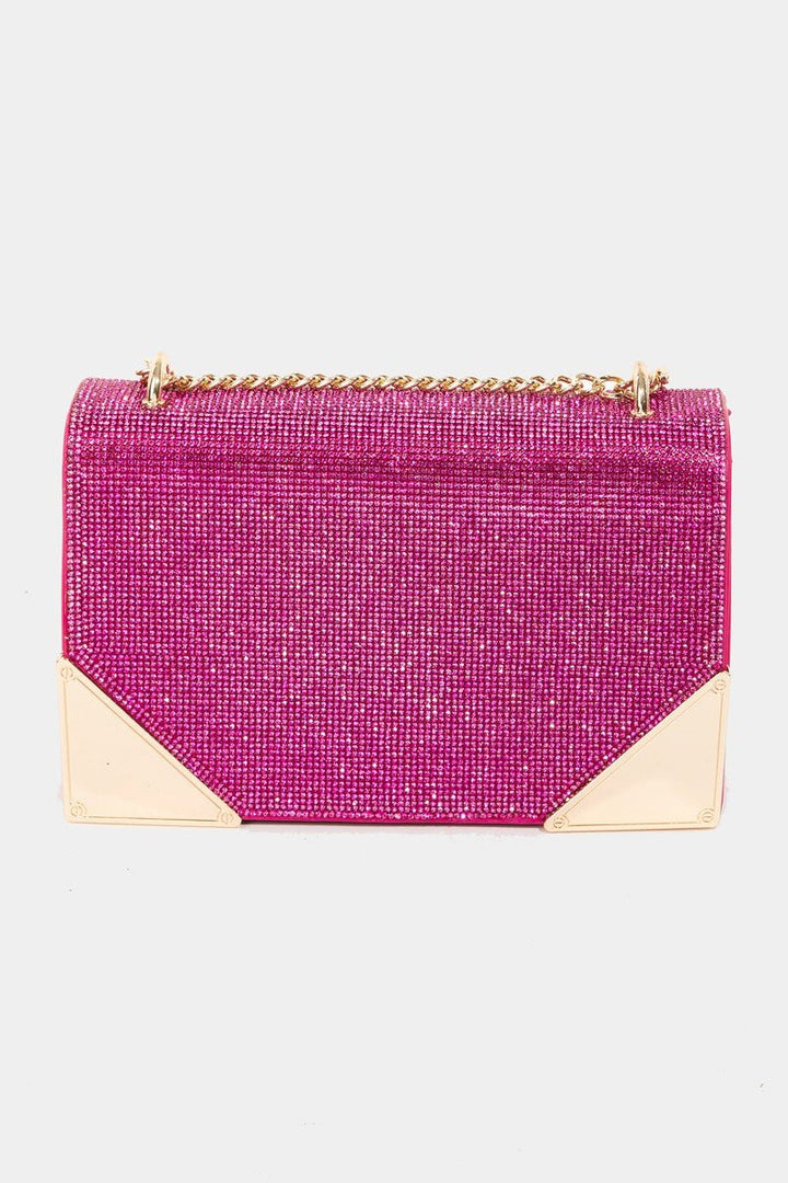 Fame Rhinestone Studded Rectangle Crossbody Bag - GirlSavvi