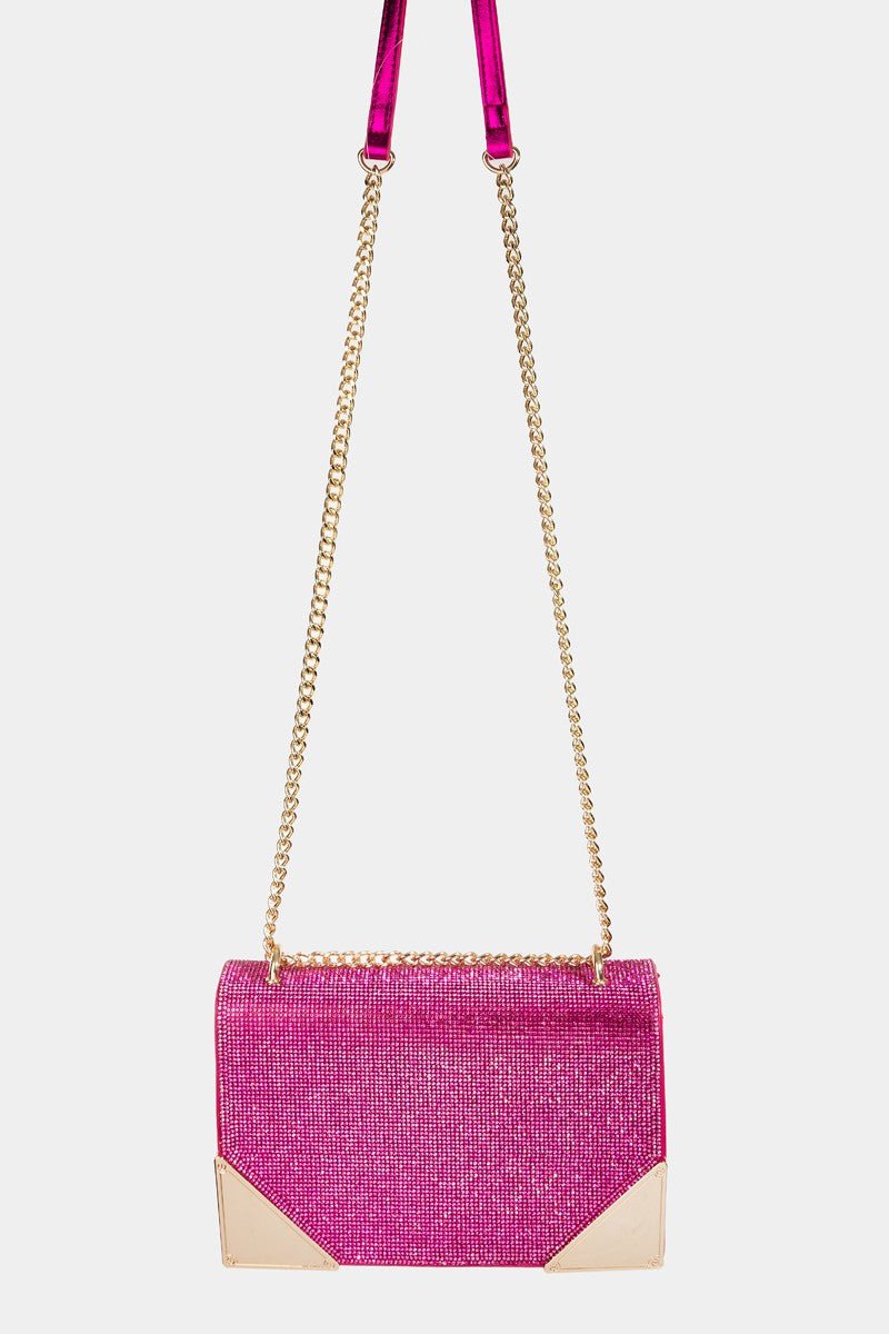 Fame Rhinestone Studded Rectangle Crossbody Bag - GirlSavvi