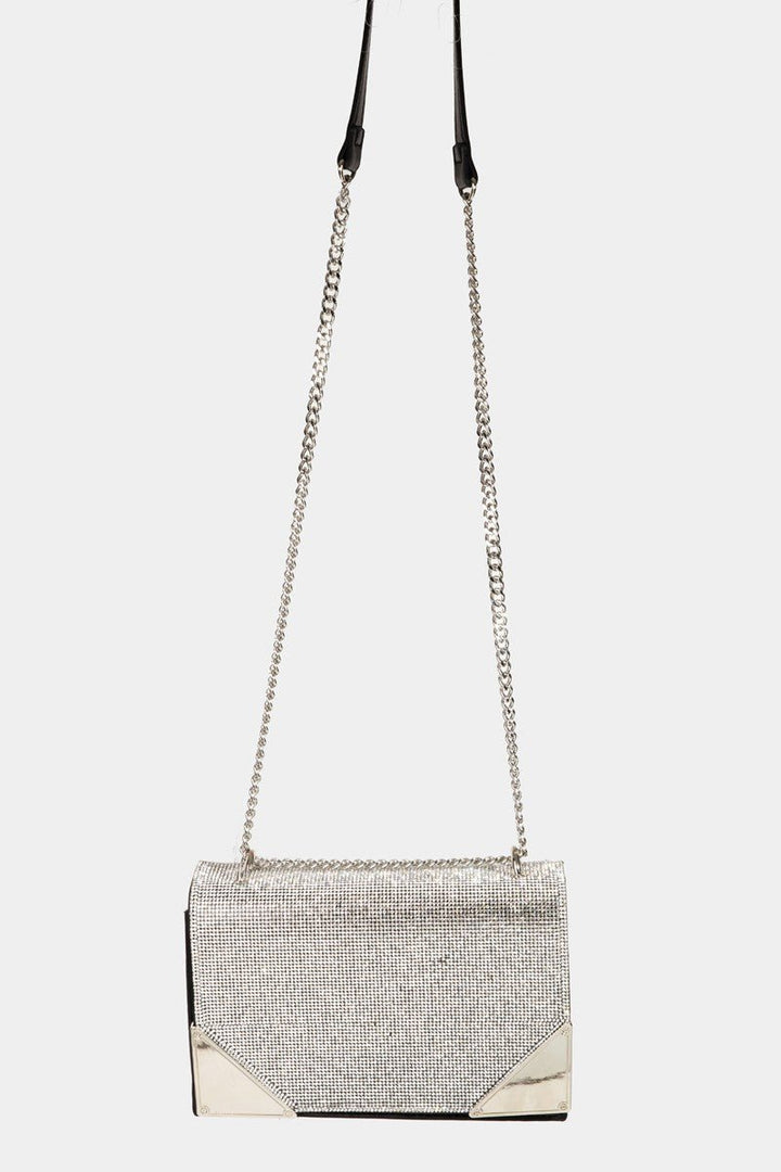 Fame Rhinestone Studded Rectangle Crossbody Bag - GirlSavvi