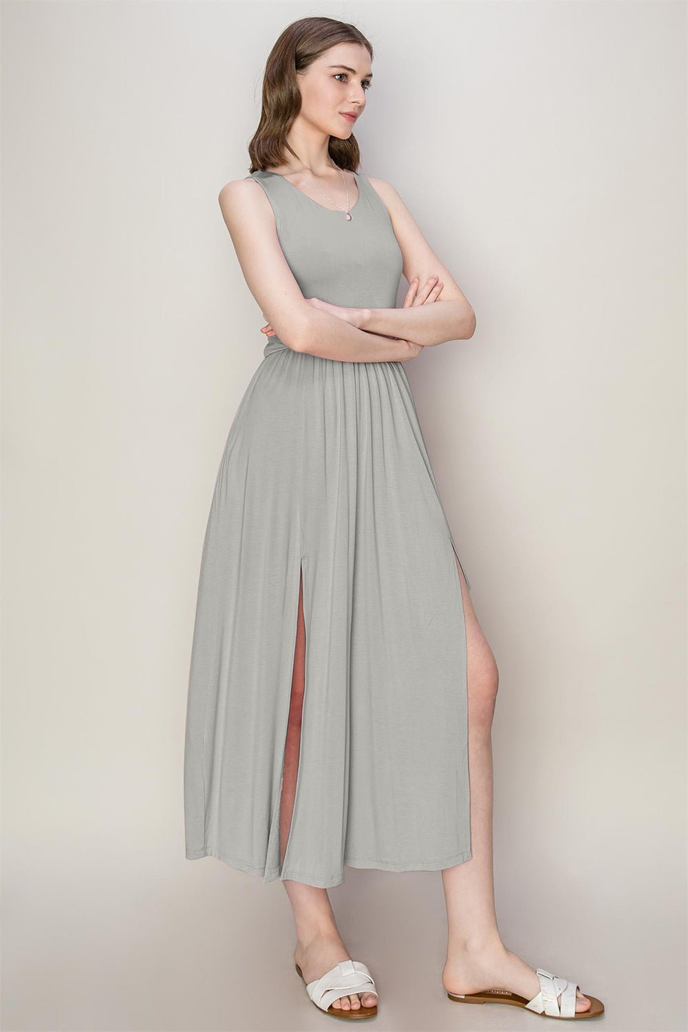 HYFVE Sleeveless Slit Midi Dress - GirlSavvi