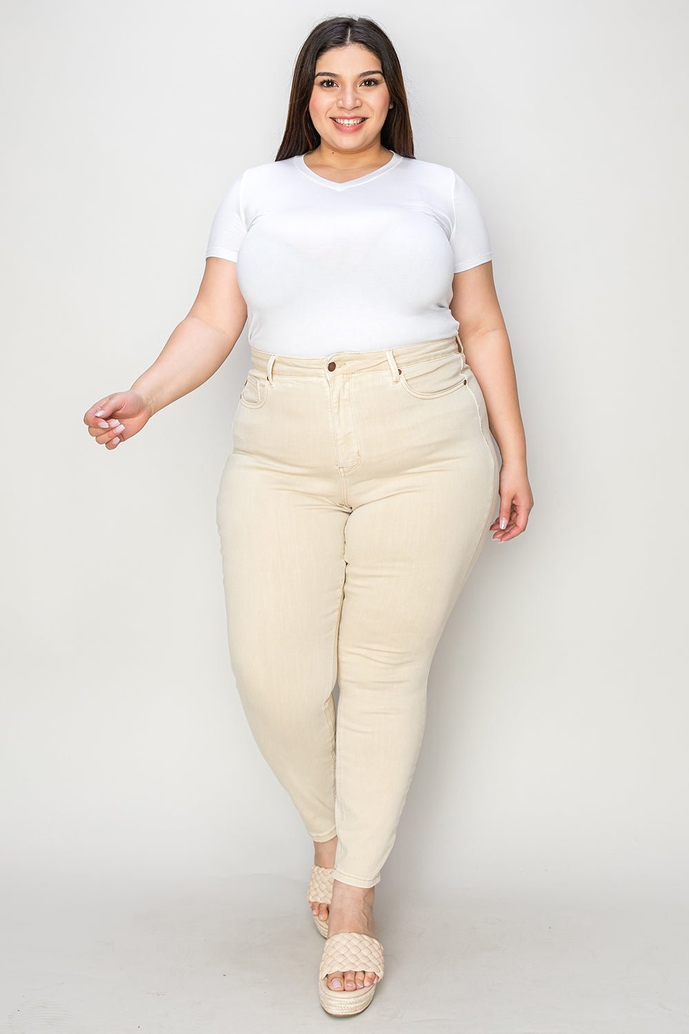 Judy Blue Full Size Garment Dyed Tummy Control Skinny Jeans - GirlSavvi