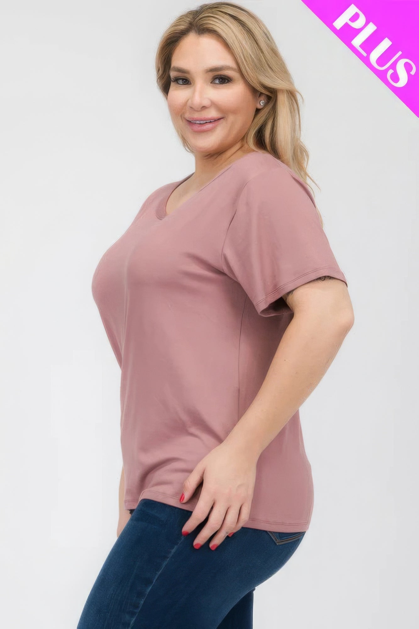 Plus Size Basic Short Sleeve T - shirt - GirlSavvi