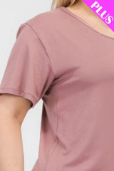 Plus Size Basic Short Sleeve T - shirt - GirlSavvi