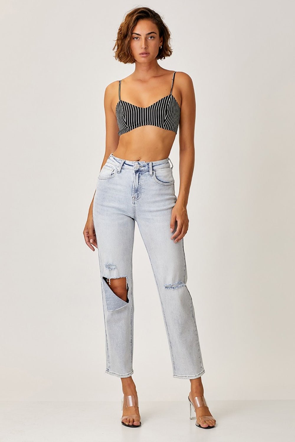 RISEN High Rise Distressed Relaxed Jeans - GirlSavvi