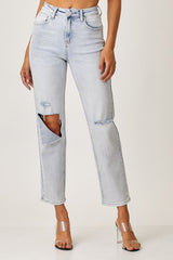 RISEN High Rise Distressed Relaxed Jeans - GirlSavvi