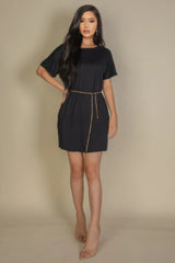 Side Pocket Double Folded Mini Dress - GirlSavvi