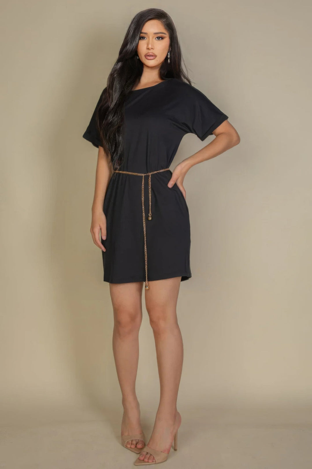 Side Pocket Double Folded Mini Dress - GirlSavvi