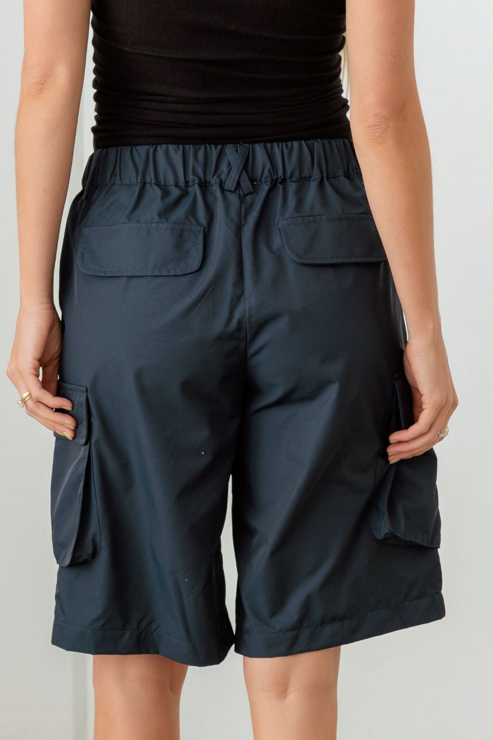 Tasha Apparel Navy Cargo Bermuda Shorts - GirlSavvi