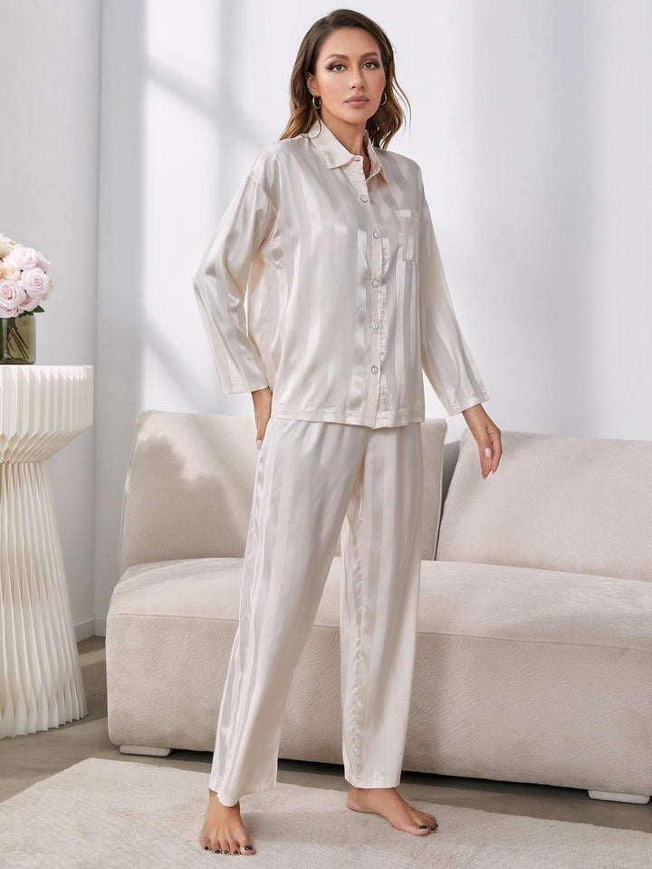 Women's Button - Up Shirt and Pants Pajama Set - GirlSavvi