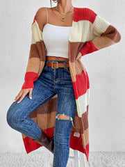 Women's Color Block Open Front Cardigan - GirlSavvi