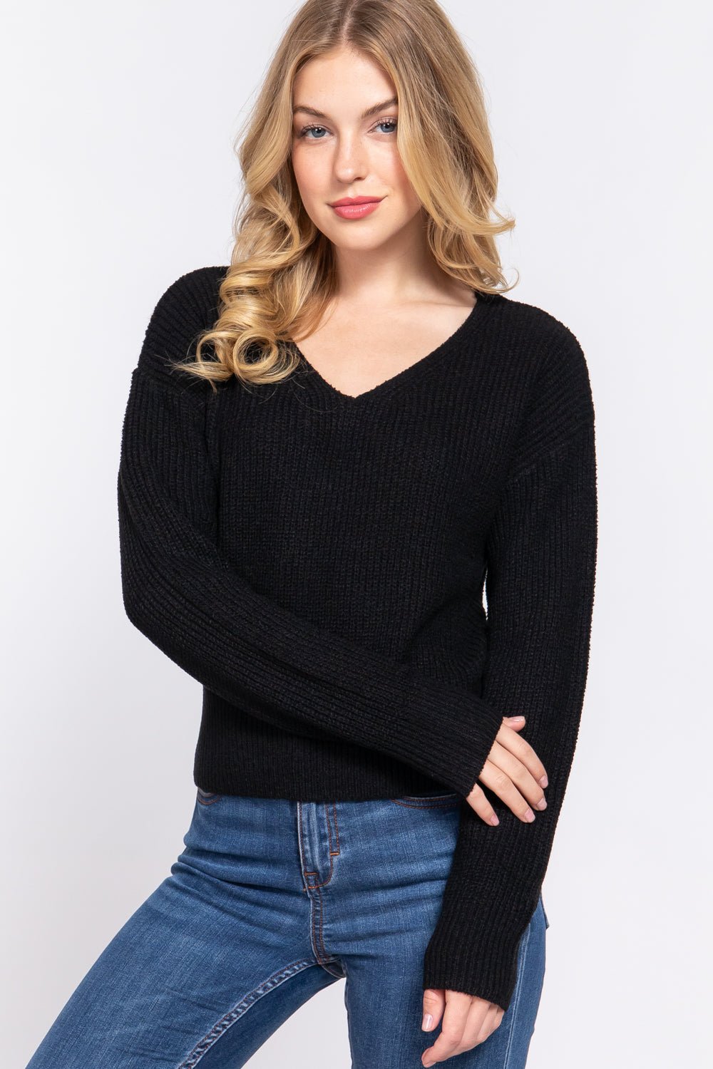 Women’s - Dolman Slv Strappy Open Back Sweater - GirlSavvi