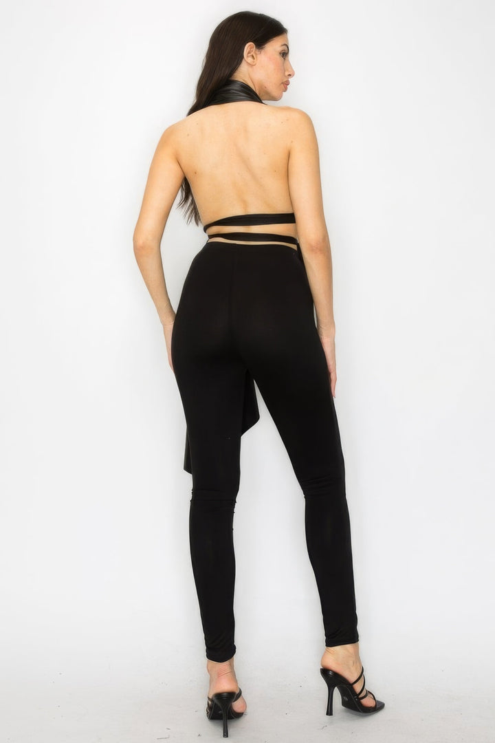 Women’s Faux Leather Top Pants Set - GirlSavvi
