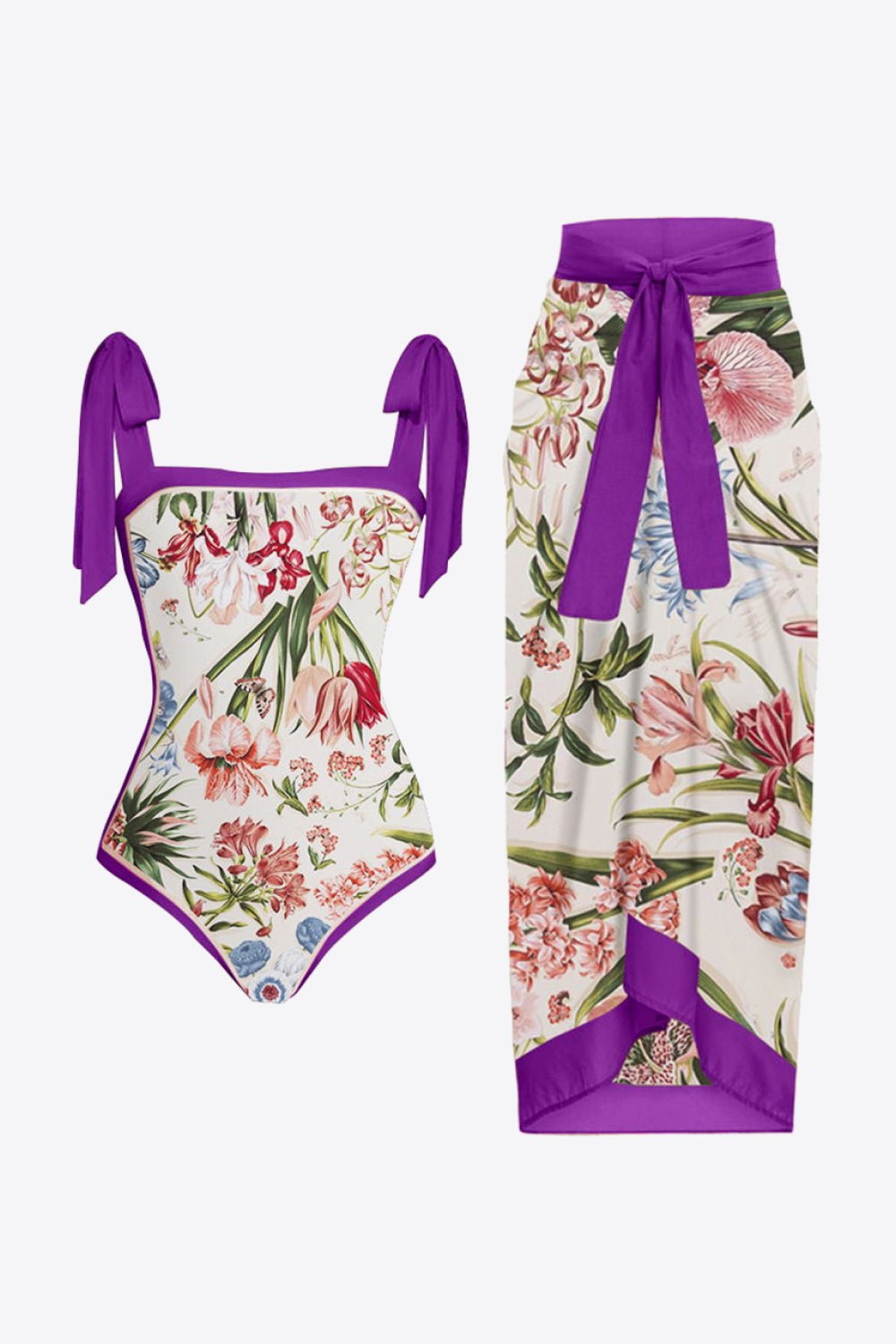Women's Floral Tie Shoulder Two - Piece Swim Set - GirlSavvi