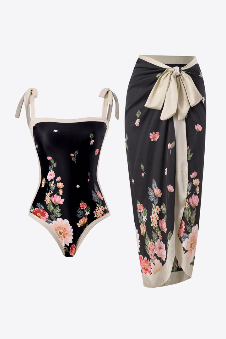 Women's Floral Tie - Shoulder Two - Piece Swim Set - GirlSavvi