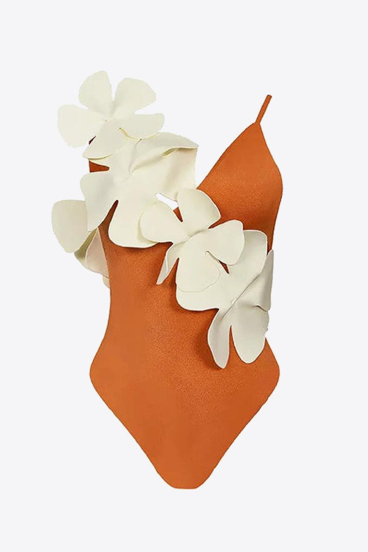 Women's Flower Contrast One - Piece Swimsuit - GirlSavvi