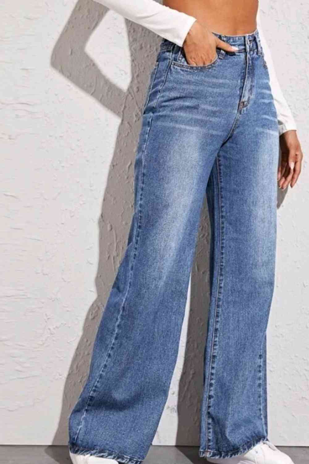 Women’s High Waist Wide Leg Jeans - GirlSavvi