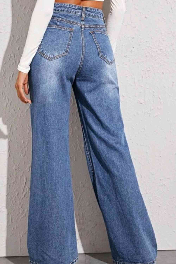 Women’s High Waist Wide Leg Jeans - GirlSavvi