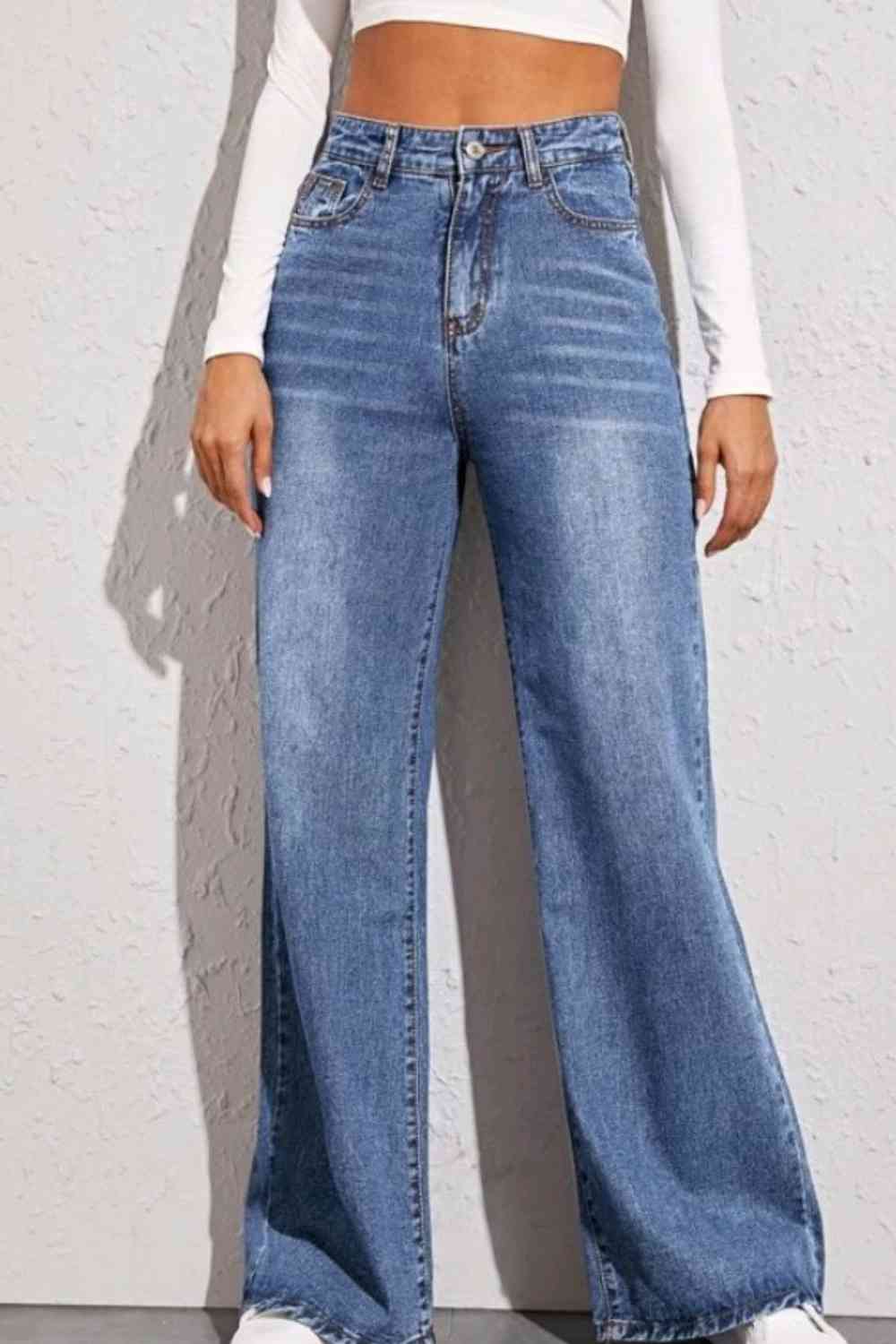 Women’s High Waist Wide Leg Jeans - GirlSavvi