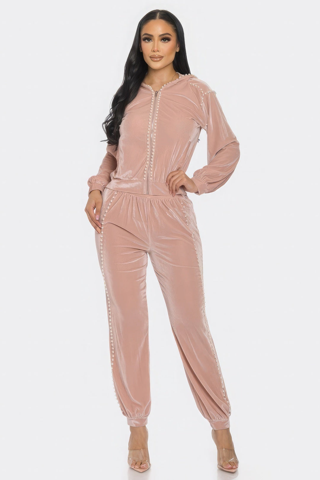 Women’s Jogger With Pearls Set - GirlSavvi