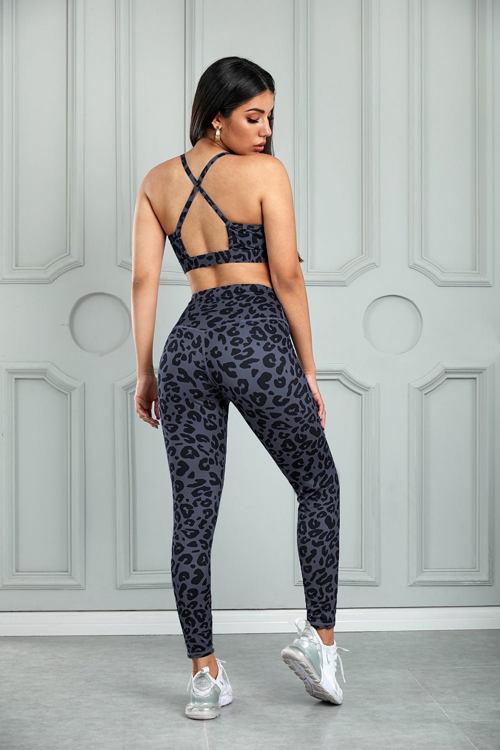 Women's Leopard Cutout Sports Bra and Leggings Set - GirlSavvi