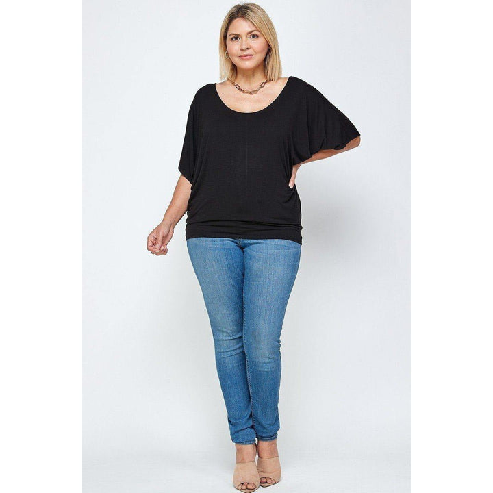 Women's Plus Size Solid Knit Top, With A Flowy Silhouette - GirlSavvi