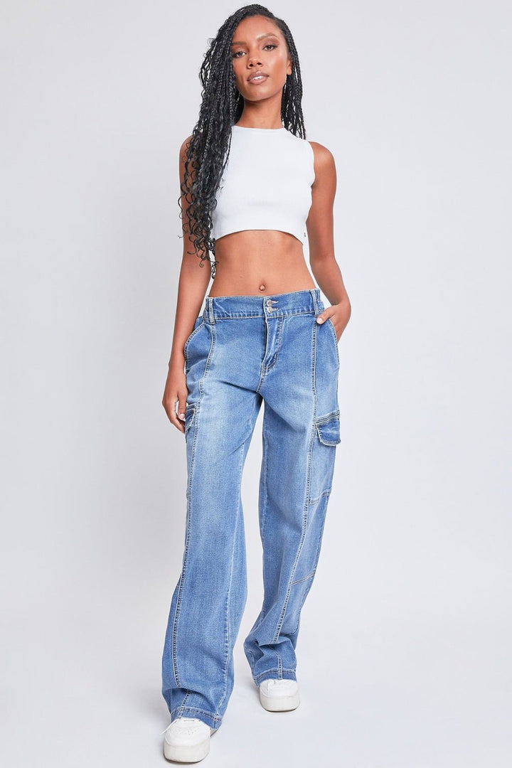 YMI Jeanswear High - Rise Straight Cargo Jeans - GirlSavvi