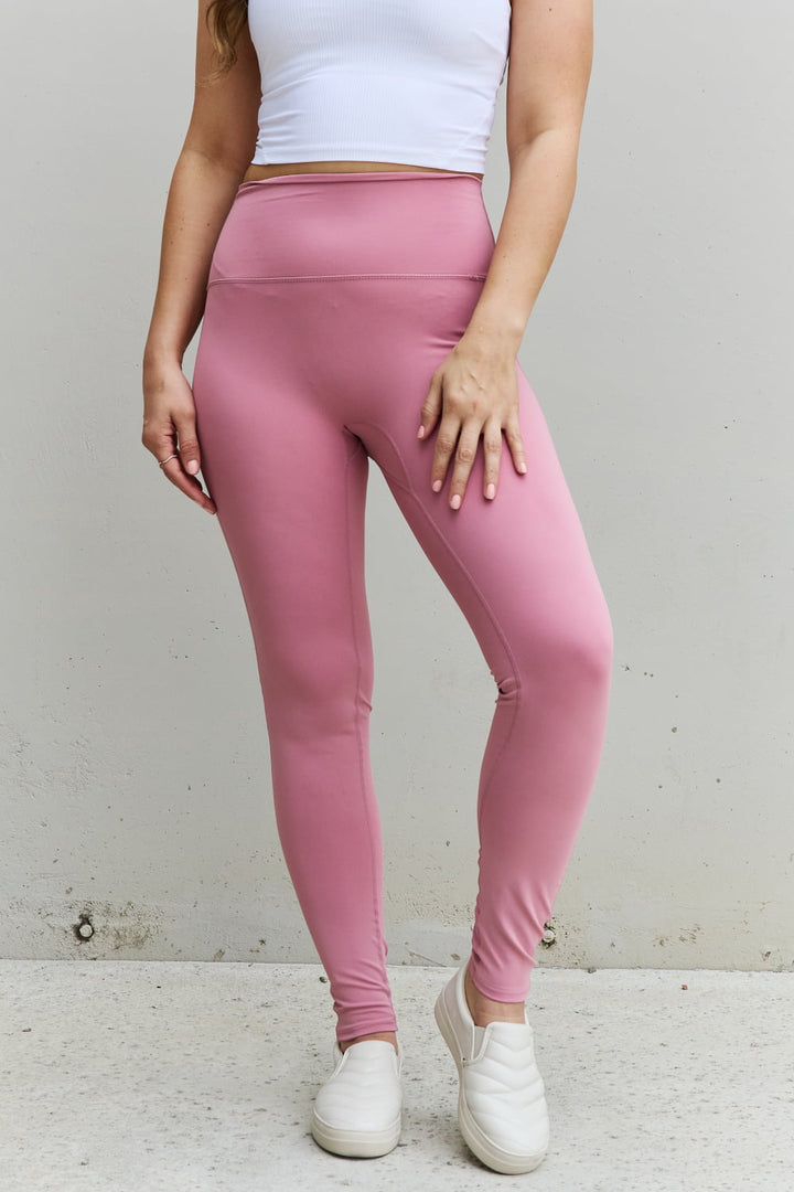 Zenana Fit For You Full Size High Waist Active Leggings in Light Rose - GirlSavvi